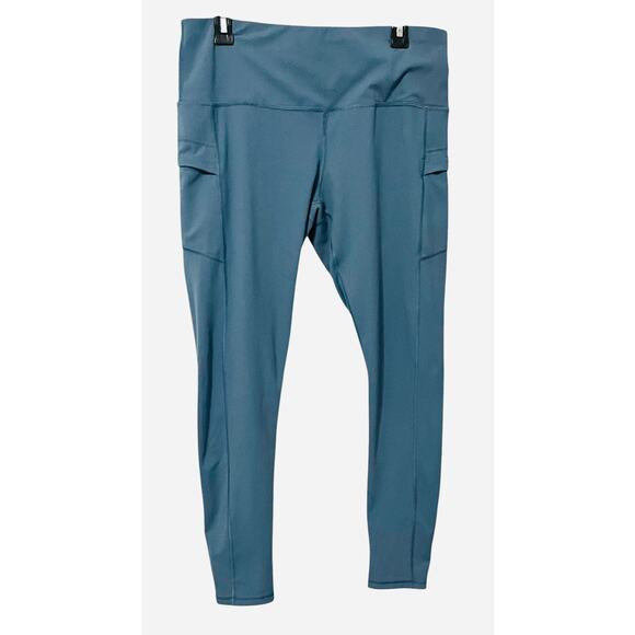 LIFESKY HIGH-RISE ACTIVEWEAR LEGGING, WOMENS, XXL, SOLID BLUE, YOGA, GYM, TRACK - Picture 1 of 8